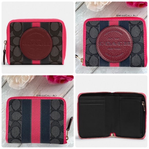 NWT COACH Dempsey Small Zip Around Wallet In Signature Jacquard Stripe & Patch - Picture 16 of 16